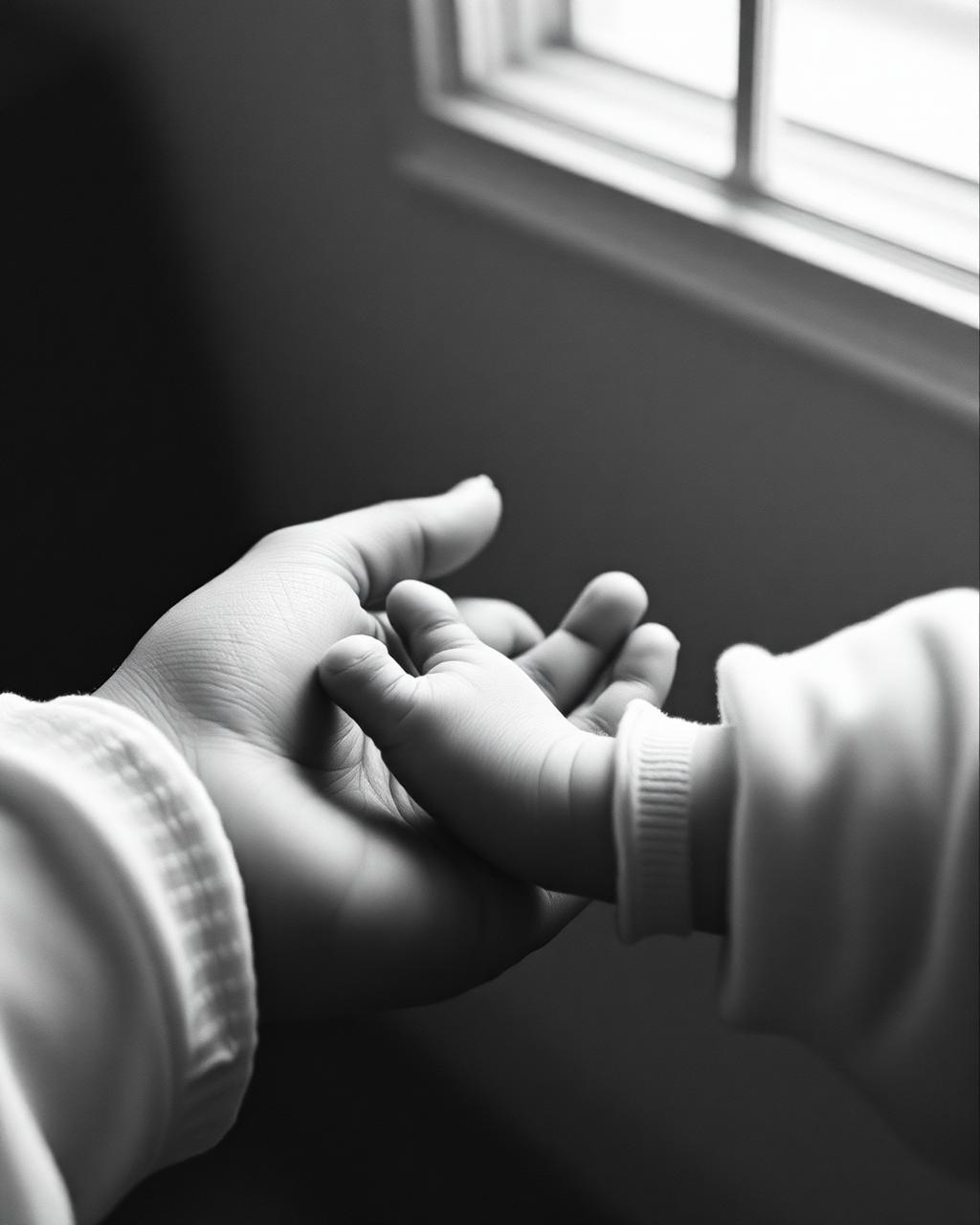 Mother and baby hands
